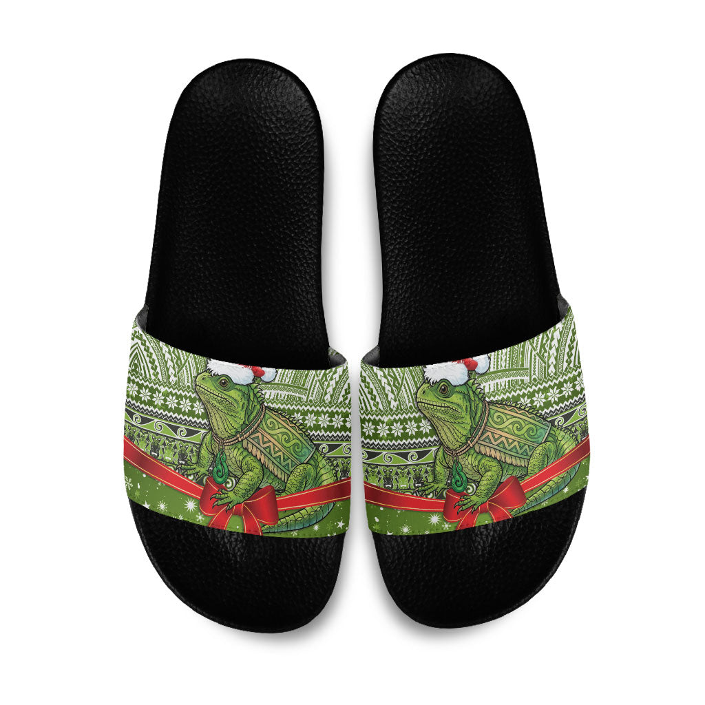 New Zealand Tuatara Christmas Slide Sandals Maori Inspired Knitted Patterns