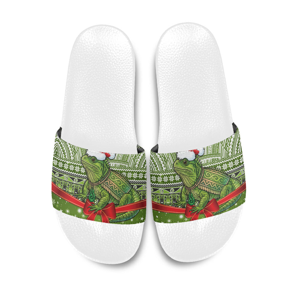New Zealand Tuatara Christmas Slide Sandals Maori Inspired Knitted Patterns