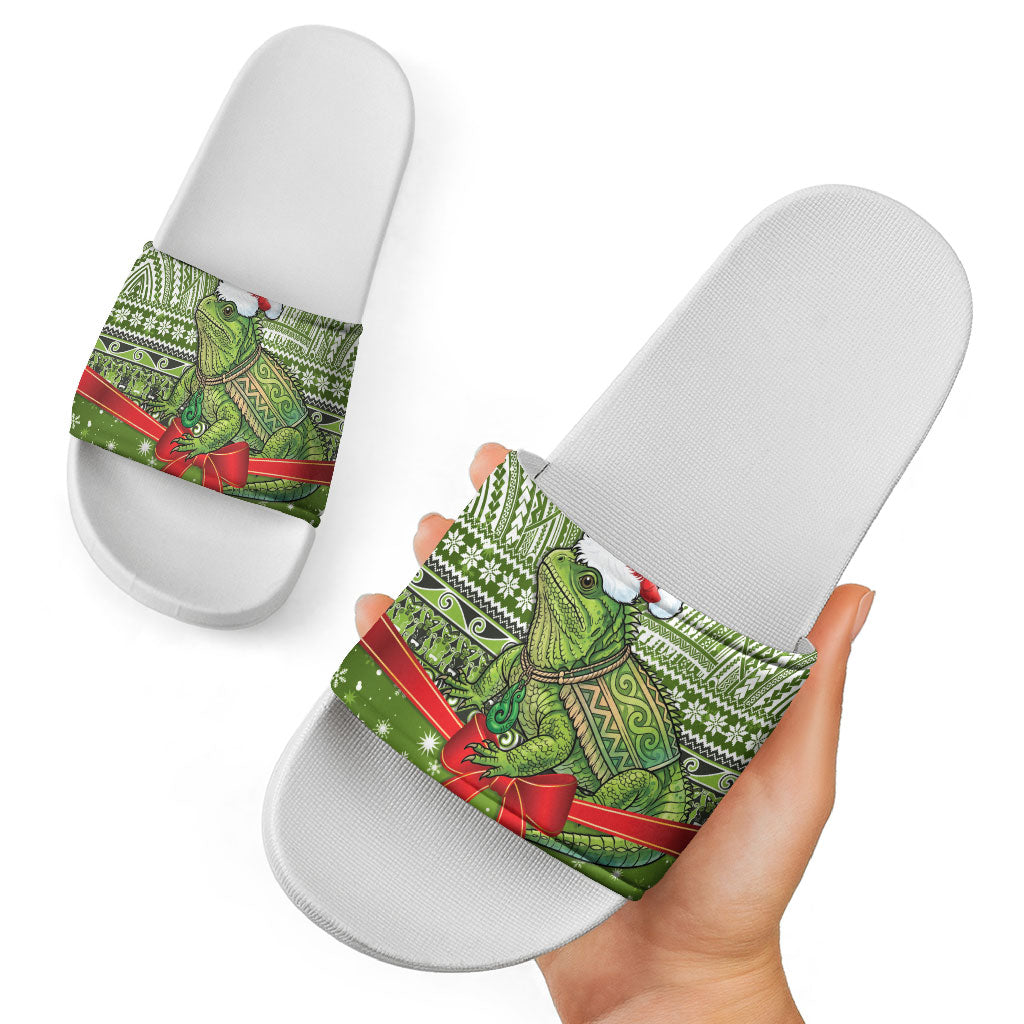 New Zealand Tuatara Christmas Slide Sandals Maori Inspired Knitted Patterns