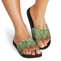 New Zealand Tuatara Christmas Slide Sandals Maori Inspired Knitted Patterns