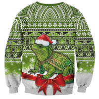 New Zealand Tuatara Christmas Sweatshirt Maori Inspired Knitted Patterns LT9 - Polynesian Pride