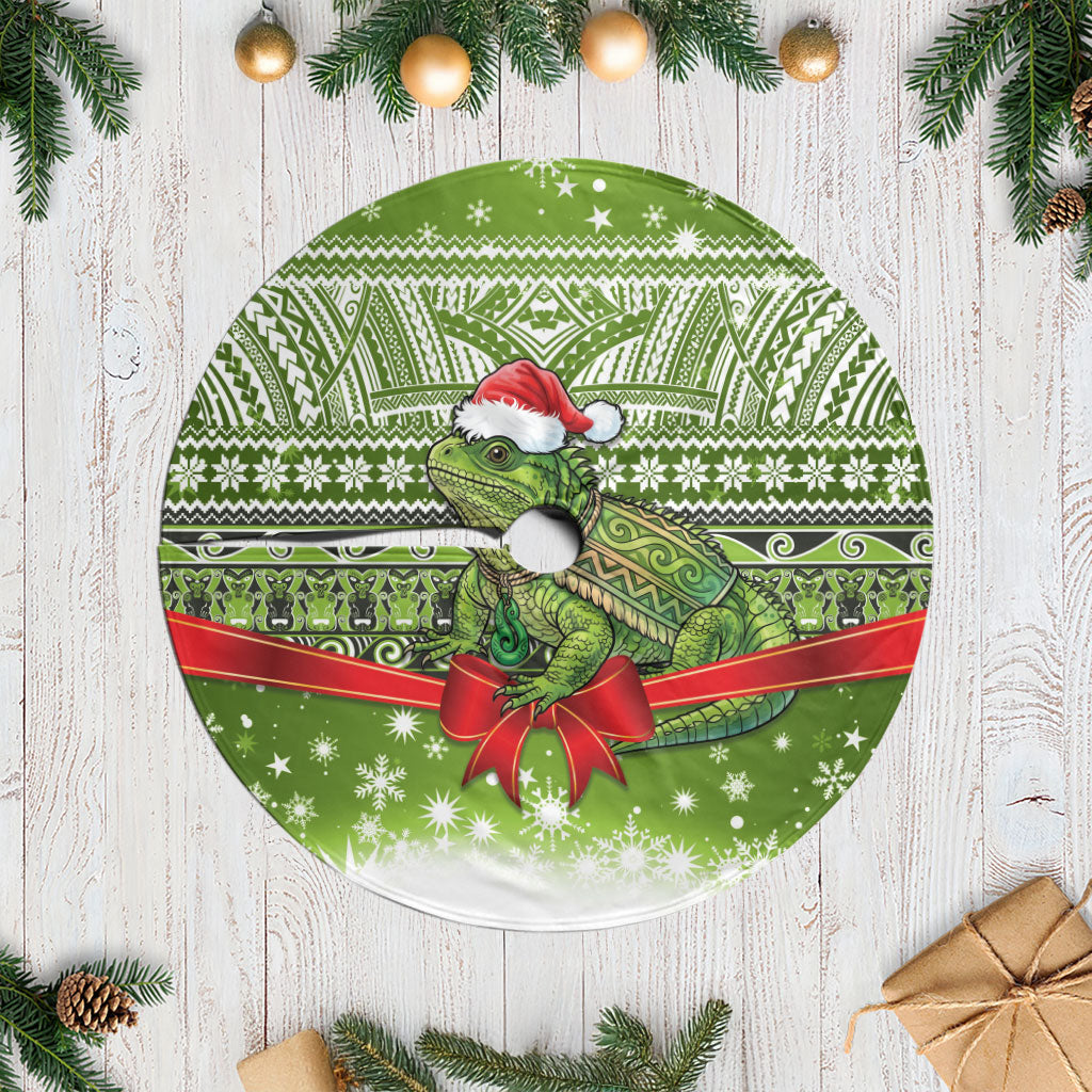 New Zealand Tuatara Christmas Tree Skirt Maori Inspired Knitted Patterns