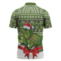 New Zealand Tuatara Christmas Zipper Polo Shirt Maori Inspired Knitted Patterns LT9 - Polynesian Pride