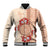 Bula Fiji Tagimoucia Flower Masi Tapa Tribal Baseball Jacket Beige Color LT9 Unisex Beige - Polynesian Pride