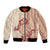 Bula Fiji Tagimoucia Flower Masi Tapa Tribal Bomber Jacket Beige Color LT9 Unisex Beige - Polynesian Pride