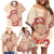 Bula Fiji Tagimoucia Flower Masi Tapa Tribal Family Matching Off Shoulder Short Dress and Hawaiian Shirt Beige Color LT9 - Polynesian Pride