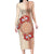 Bula Fiji Tagimoucia Flower Masi Tapa Tribal Long Sleeve Bodycon Dress Beige Color LT9 Long Dress Beige - Polynesian Pride