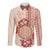 Bula Fiji Tagimoucia Flower Masi Tapa Tribal Long Sleeve Button Shirt Beige Color LT9 Unisex Beige - Polynesian Pride