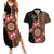 Bula Fiji Tagimoucia Flower Masi Tapa Tribal Couples Matching Summer Maxi Dress and Hawaiian Shirt Brown Color LT9 Brown - Polynesian Pride