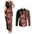 Bula Fiji Tagimoucia Flower Masi Tapa Tribal Couples Matching Tank Maxi Dress and Long Sleeve Button Shirt Brown Color LT9 Brown - Polynesian Pride