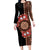 Bula Fiji Tagimoucia Flower Masi Tapa Tribal Long Sleeve Bodycon Dress Brown Color LT9 Long Dress Brown - Polynesian Pride