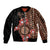 Bula Fiji Tagimoucia Flower Masi Tapa Tribal Sleeve Zip Bomber Jacket Brown Color LT9 Unisex Brown - Polynesian Pride