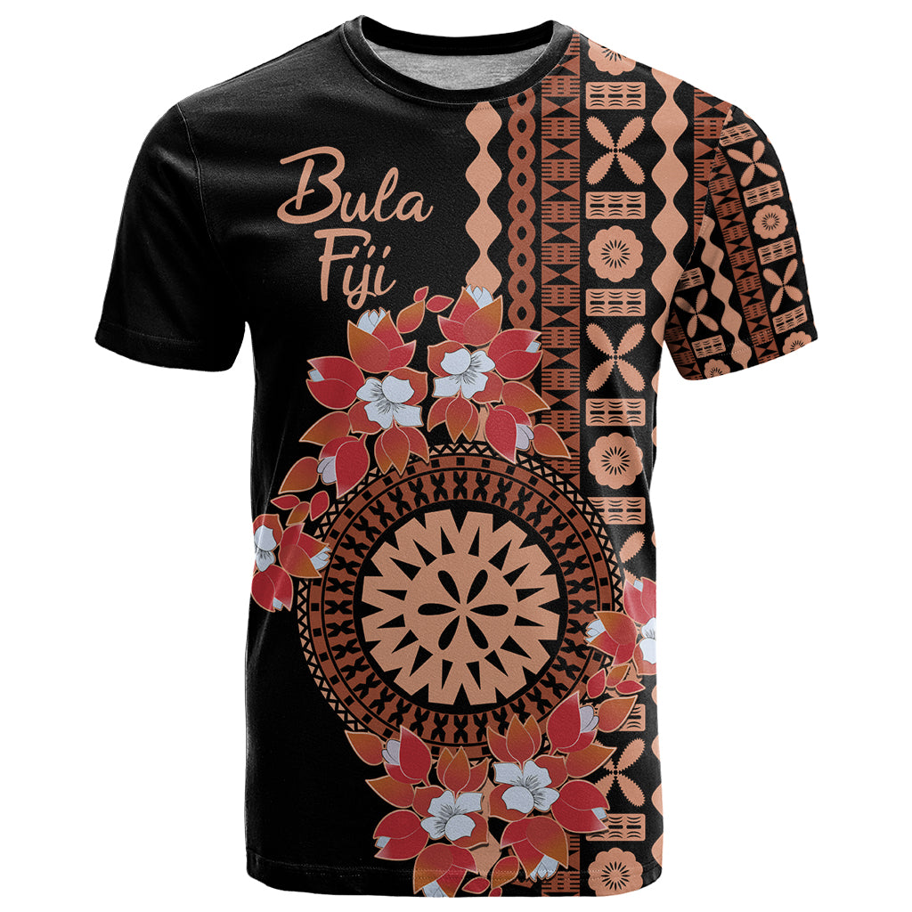 Bula Fiji Tagimoucia Flower Masi Tapa Tribal T Shirt Brown Color LT9 Brown - Polynesian Pride