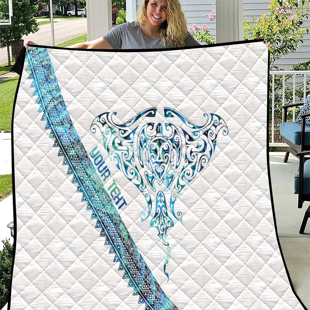 Kahui Whetu Paua shell Kowhaiwhai Taniko Personalised Quilt Manta Ray Shark-Turtle Maori Tribal Style LT9 Blue - Polynesian Pride