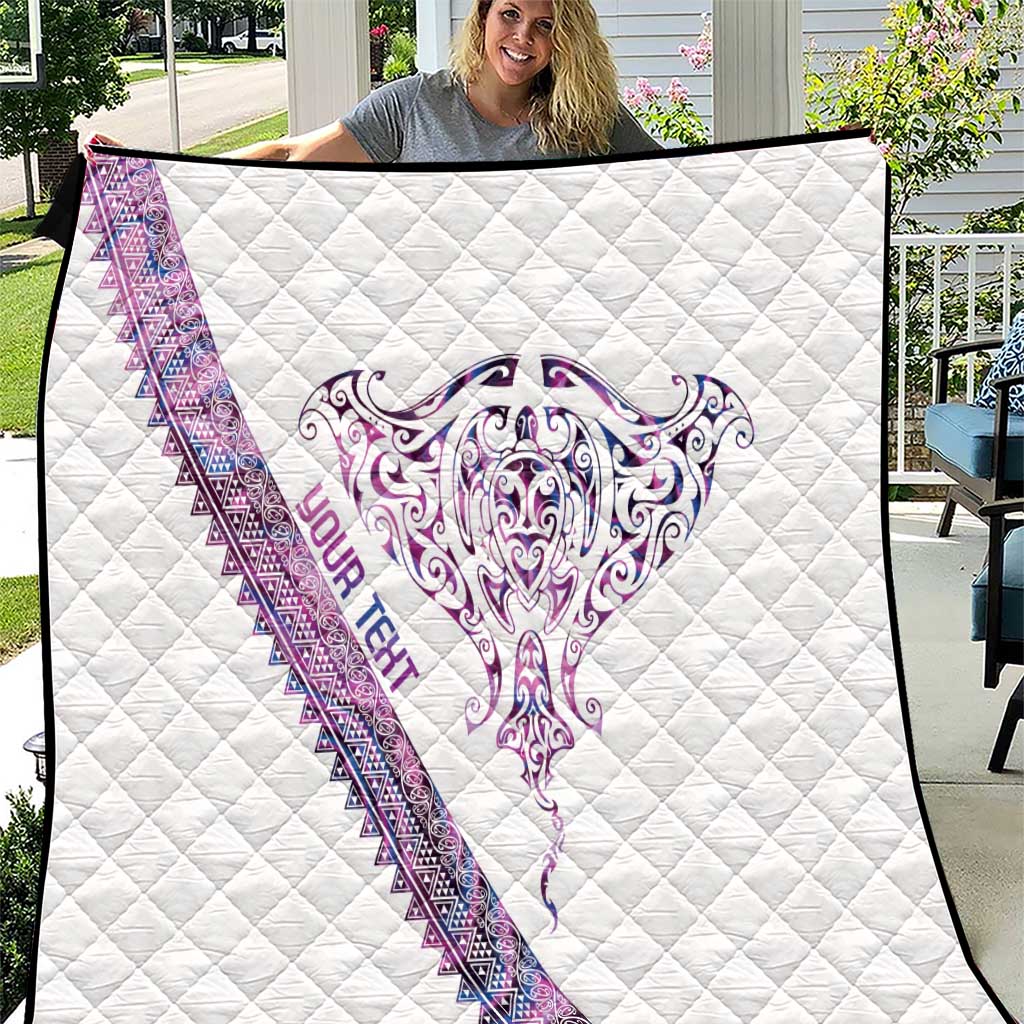 Mawhero Paua shell Kowhaiwhai Taniko Personalised Quilt Manta Ray Shark-Turtle Maori Tribal Style LT9 Pink - Polynesian Pride