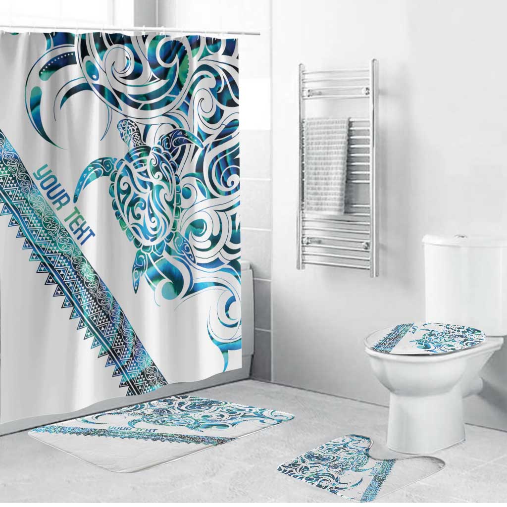 Kahui Whetu Paua shell Kowhaiwhai Taniko Personalised Bathroom Set Turtle Tattoo Maori Tribal Style LT9 Bathroom Set (4 pcs) Blue - Polynesian Pride