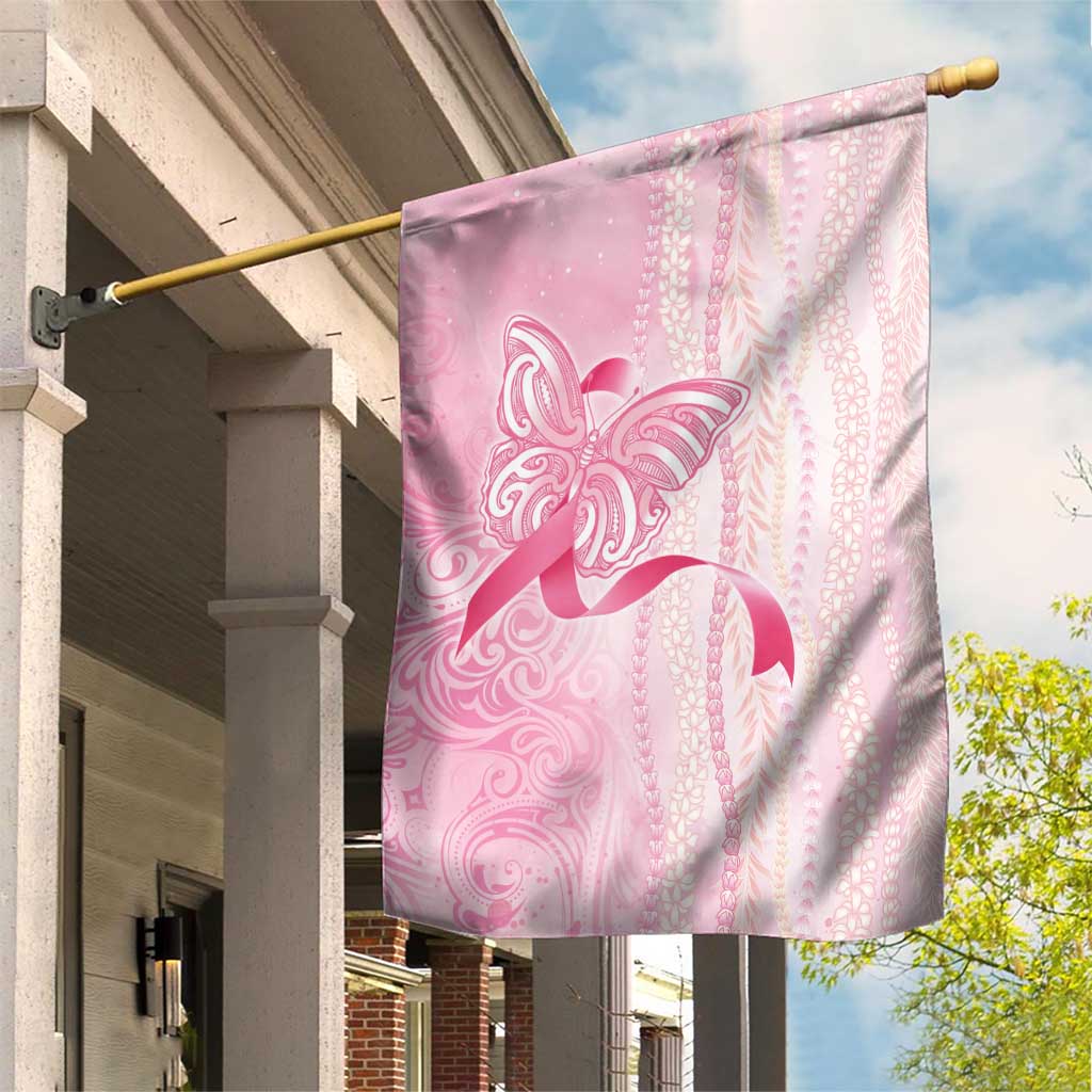 Breast Cancer Awareness Garden Flag Maile Pikake Lokelani Crown Flower Lei Inspired LT9 House Flag Pink - Polynesian Pride