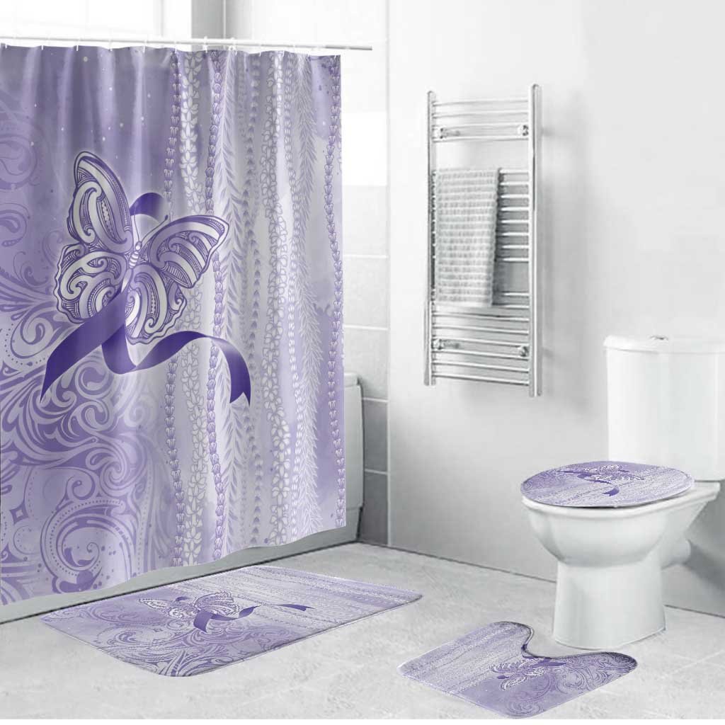 Epilepsy Awareness Bathroom Set Maile Pikake Lokelani Crown Flower Lei Inspired LT9 Bathroom Set (4 pcs) Purple - Polynesian Pride