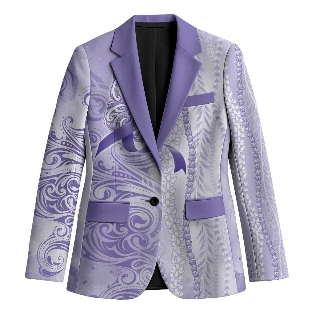 Epilepsy Awareness Blazer Maile Pikake Lokelani Crown Flower Lei Inspired LT9 Unisex Purple - Polynesian Pride