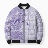 Epilepsy Awareness Bomber Puffer Jacket Maile Pikake Lokelani Crown Flower Lei Inspired LT9 Unisex Purple - Polynesian Pride