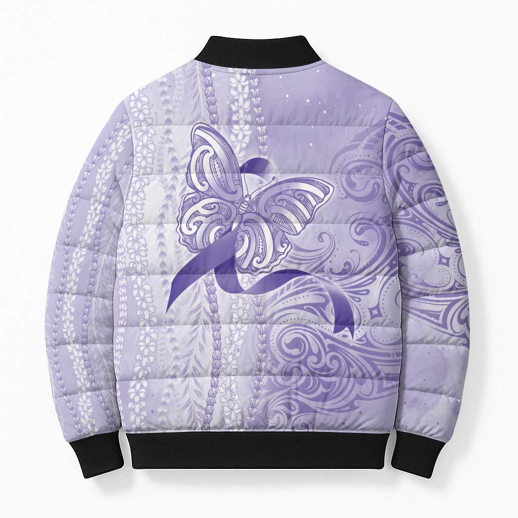 Epilepsy Awareness Bomber Puffer Jacket Maile Pikake Lokelani Crown Flower Lei Inspired LT9 - Polynesian Pride