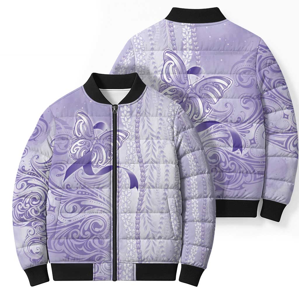 Epilepsy Awareness Bomber Puffer Jacket Maile Pikake Lokelani Crown Flower Lei Inspired LT9 - Polynesian Pride