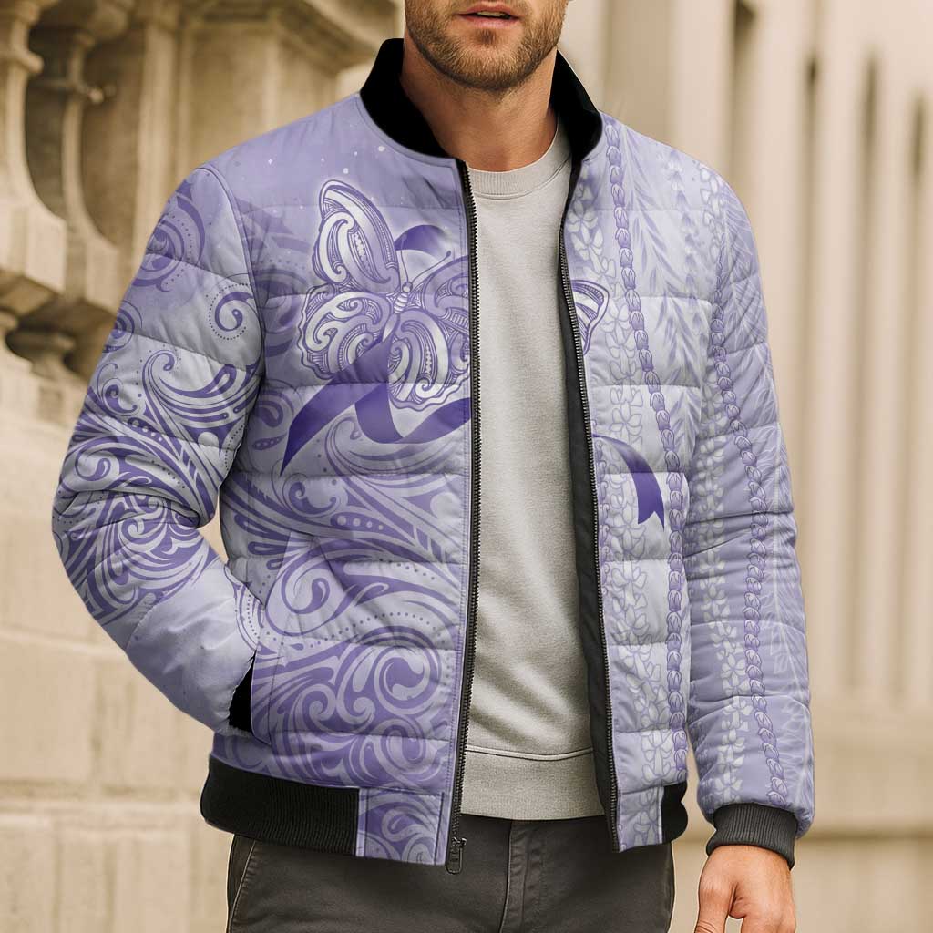 Epilepsy Awareness Bomber Puffer Jacket Maile Pikake Lokelani Crown Flower Lei Inspired LT9 - Polynesian Pride