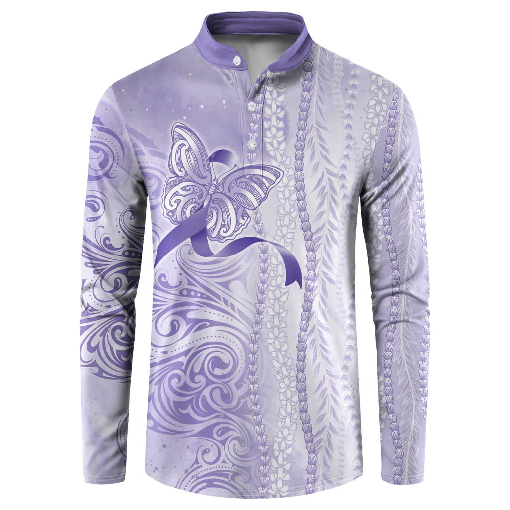 Epilepsy Awareness Button Sweatshirt Maile Pikake Lokelani Crown Flower Lei Inspired LT9 Purple - Polynesian Pride