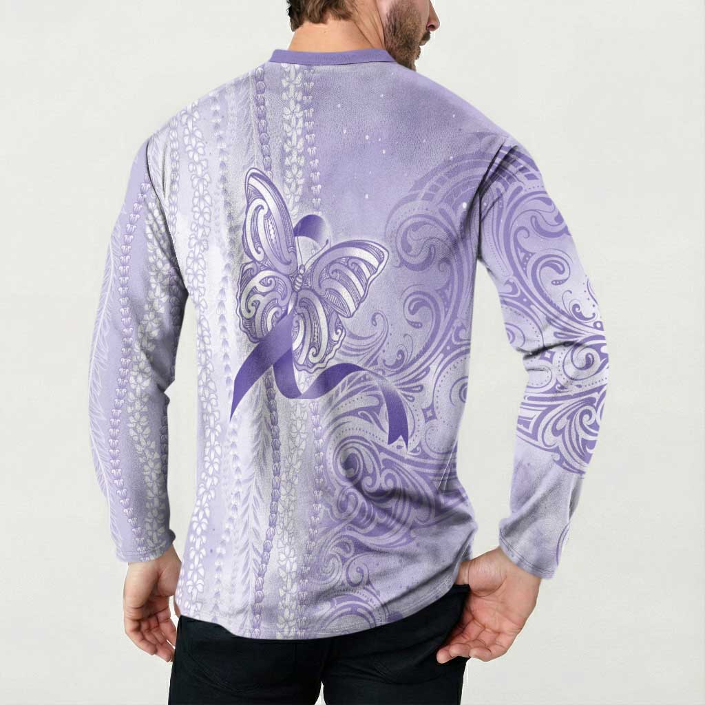 Epilepsy Awareness Button Sweatshirt Maile Pikake Lokelani Crown Flower Lei Inspired LT9 - Polynesian Pride