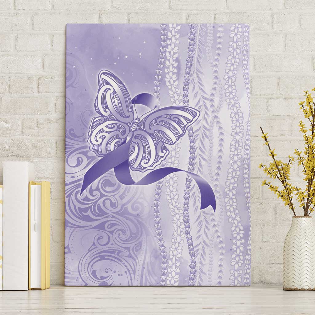 Epilepsy Awareness Canvas Wall Art Maile Pikake Lokelani Crown Flower Lei Inspired LT9 Without Frame Purple - Polynesian Pride