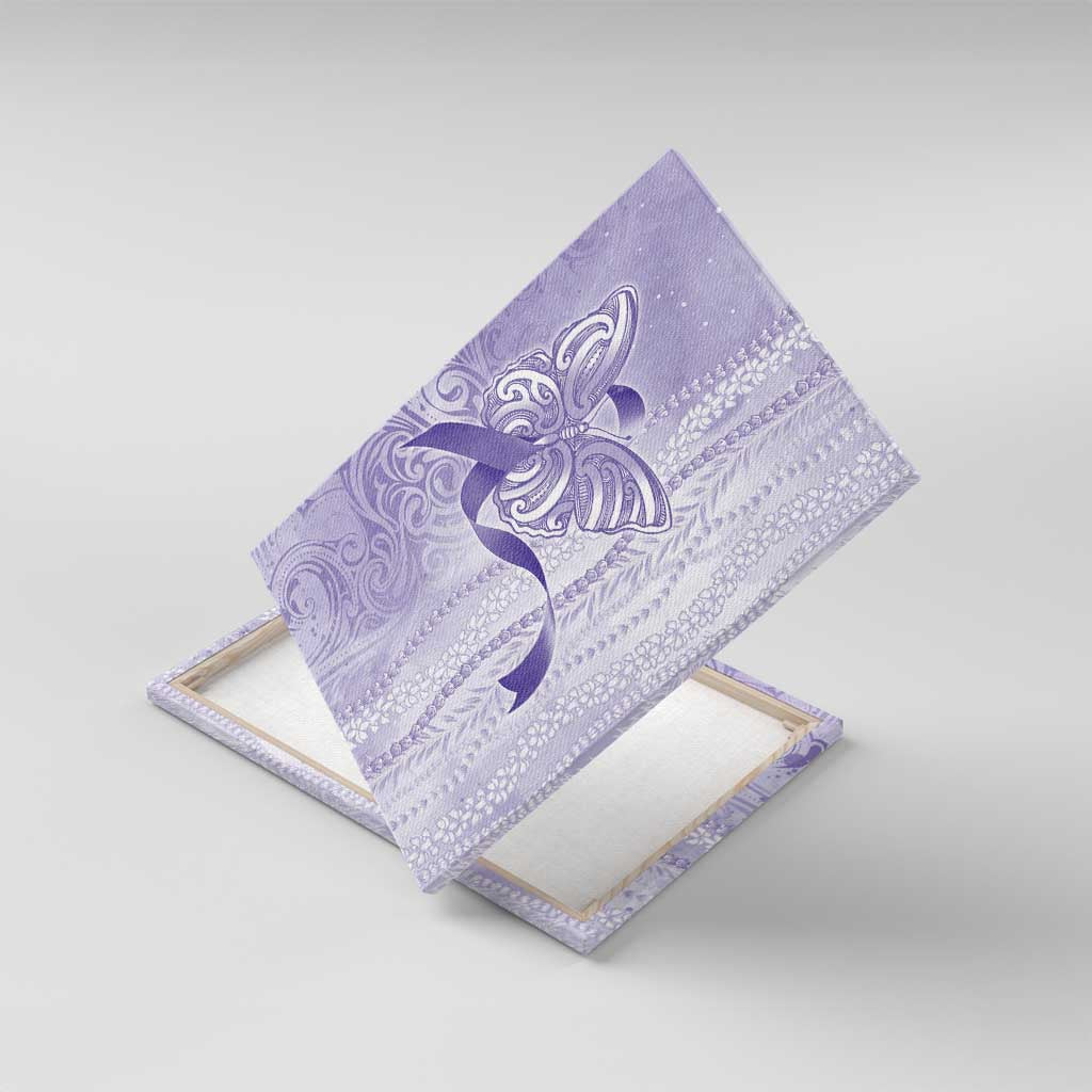 Epilepsy Awareness Canvas Wall Art Maile Pikake Lokelani Crown Flower Lei Inspired LT9 With Frame Purple - Polynesian Pride