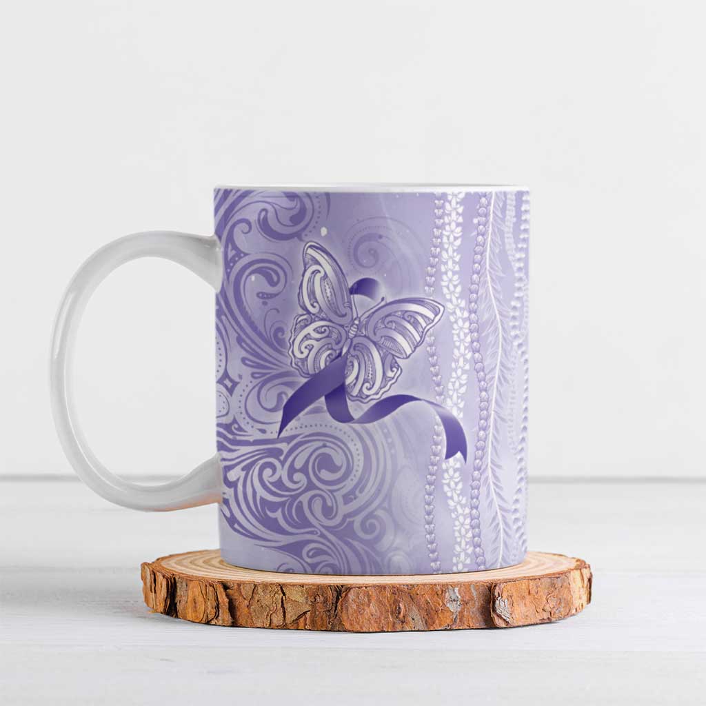 Epilepsy Awareness Ceramic Mug Maile Pikake Lokelani Crown Flower Lei Inspired LT9 Purple - Polynesian Pride