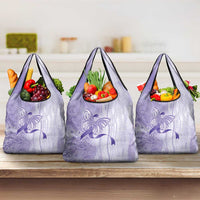 Epilepsy Awareness Grocery Bag Maile Pikake Lokelani Crown Flower Lei Inspired LT9 3-pack One Size Purple - Polynesian Pride
