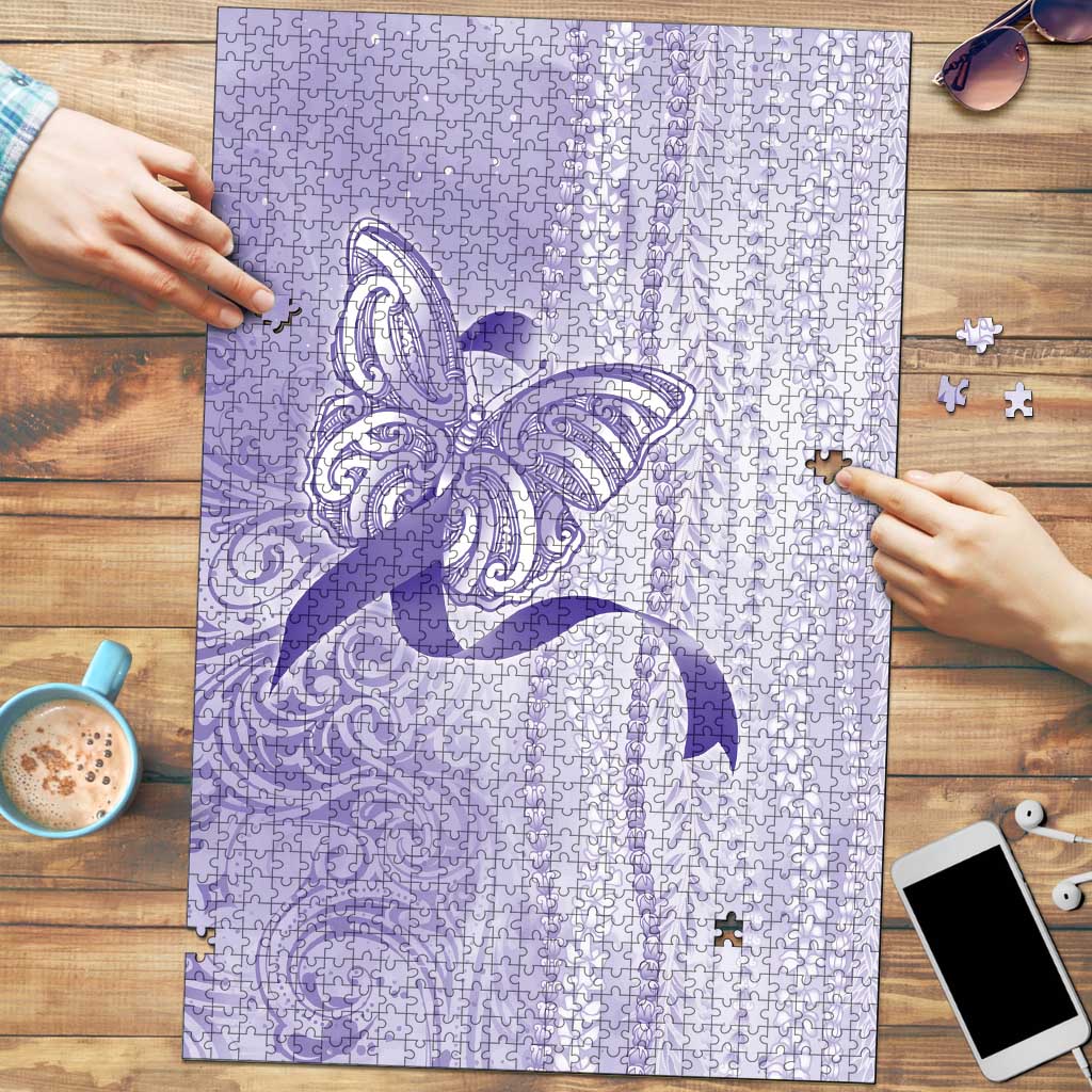 Epilepsy Awareness Puzzle Maile Pikake Lokelani Crown Flower Lei Inspired LT9 Purple - Polynesian Pride
