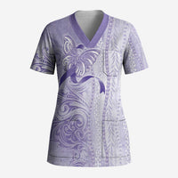 Epilepsy Awareness Scrub Top Maile Pikake Lokelani Crown Flower Lei Inspired LT9 Adult Purple - Polynesian Pride