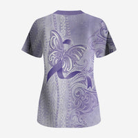 Epilepsy Awareness Scrub Top Maile Pikake Lokelani Crown Flower Lei Inspired LT9 - Polynesian Pride