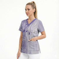 Epilepsy Awareness Scrub Top Maile Pikake Lokelani Crown Flower Lei Inspired LT9 - Polynesian Pride