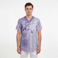 Epilepsy Awareness Scrub Top Maile Pikake Lokelani Crown Flower Lei Inspired LT9 - Polynesian Pride