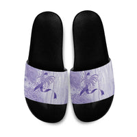 Epilepsy Awareness Slide Sandals Maile Pikake Lokelani Crown Flower Lei Inspired LT9 Purple - Polynesian Pride