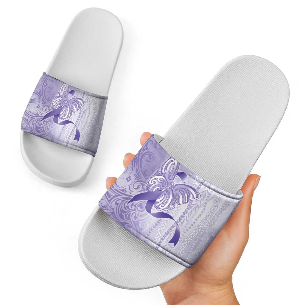 Epilepsy Awareness Slide Sandals Maile Pikake Lokelani Crown Flower Lei Inspired LT9 - Polynesian Pride