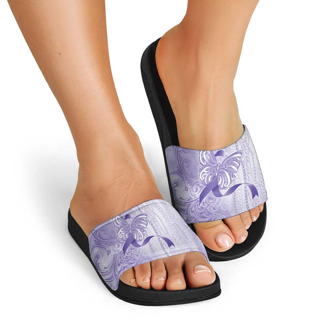 Epilepsy Awareness Slide Sandals Maile Pikake Lokelani Crown Flower Lei Inspired LT9 - Polynesian Pride