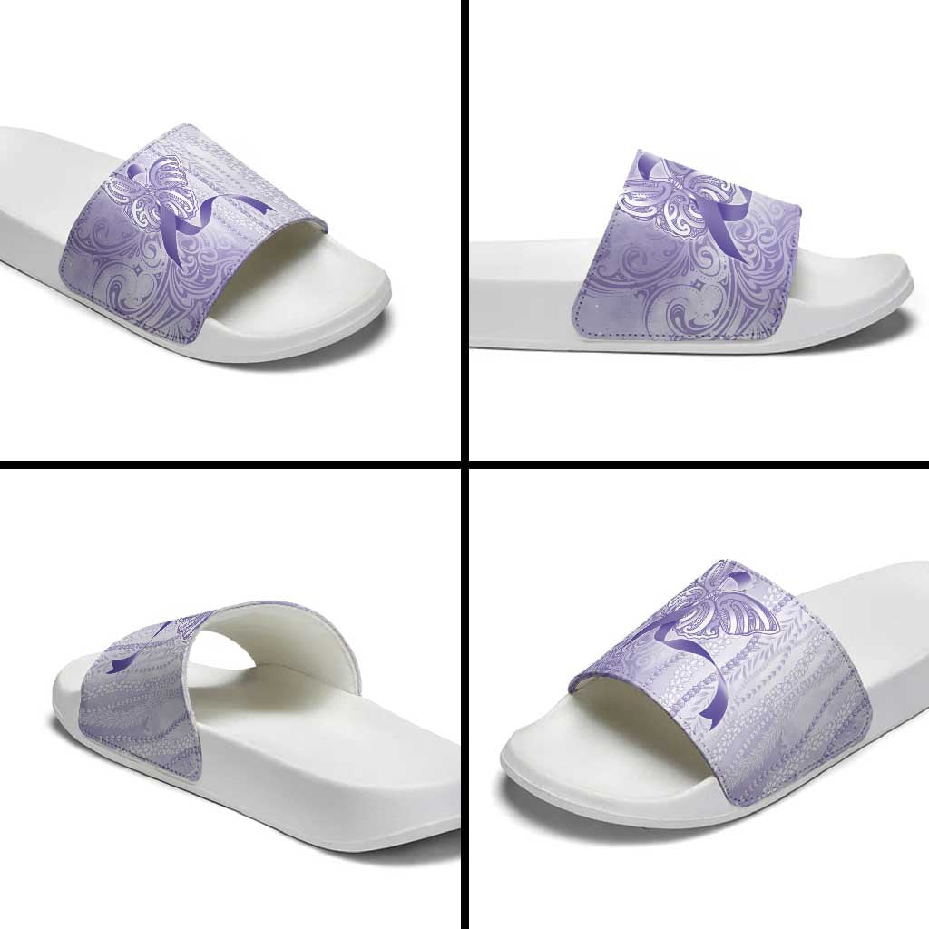 Epilepsy Awareness Slide Sandals Maile Pikake Lokelani Crown Flower Lei Inspired LT9 - Polynesian Pride