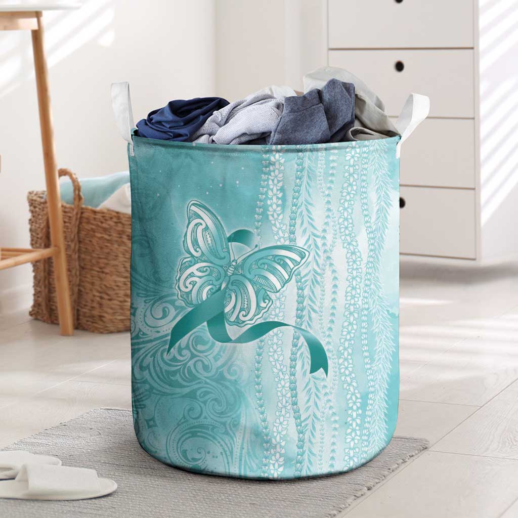 PTSD Awareness Laundry Basket Maile Pikake Lokelani Crown Flower Lei Inspired LT9 Teal - Polynesian Pride