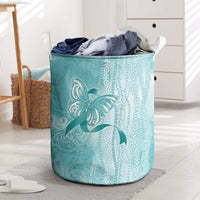 PTSD Awareness Laundry Basket Maile Pikake Lokelani Crown Flower Lei Inspired LT9 Teal - Polynesian Pride
