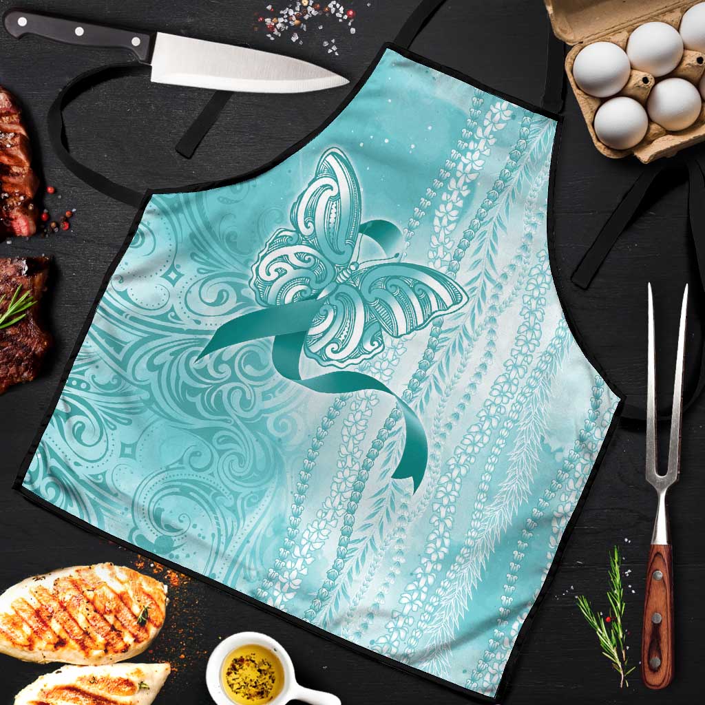 PTSD Awareness Apron Maile Pikake Lokelani Crown Flower Lei Inspired LT9 Teal - Polynesian Pride