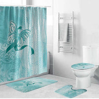 PTSD Awareness Bathroom Set Maile Pikake Lokelani Crown Flower Lei Inspired LT9 Bathroom Set (4 pcs) Teal - Polynesian Pride