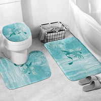 PTSD Awareness Bathroom Set Maile Pikake Lokelani Crown Flower Lei Inspired LT9 Mat Set Only (3 pcs) One Size Teal - Polynesian Pride