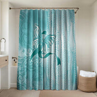 PTSD Awareness Bathroom Set Maile Pikake Lokelani Crown Flower Lei Inspired LT9 Shower Curtain Only Teal - Polynesian Pride
