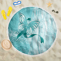PTSD Awareness Beach Blanket Maile Pikake Lokelani Crown Flower Lei Inspired LT9 One Size 150cm Teal - Polynesian Pride