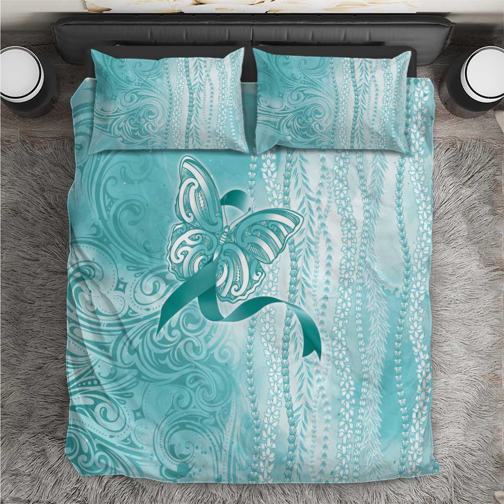 PTSD Awareness Bedding Set Maile Pikake Lokelani Crown Flower Lei Inspired LT9 Teal - Polynesian Pride